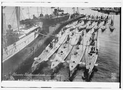 German submarines in harbor  (LOC)
