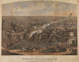 Birdseye view of Fairmount Park, Philadelphia, with the buildings of the International Exhibition 1876, c1875.