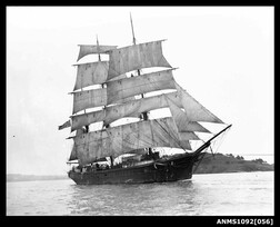 Barque underway with sails set
