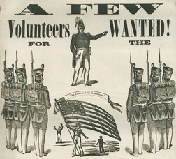 Soldiers standing at attention woodcut, 1861