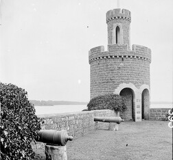 Brick turretted tower