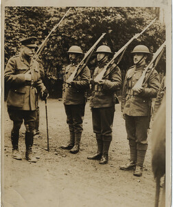 Field Marshal Sir Douglas Haig inspects guard at a Canadian Division Headquarters