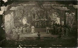 Photographic postcard depicting the final scene of the play 'The Treasure Ship'