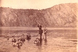 Swimming postcard to Mrs. Elburn Wickware, Cloyne