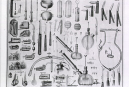 Various types of bloodletting instruments