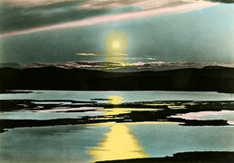 Midnight sun at lake LuossajÃ¤rvi, Kiruna, Lappland, Sweden