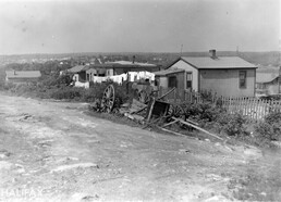 Houses in Africville with laundry hanging on the line