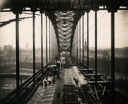 Looking along the Tyne Bridge from Gateshead