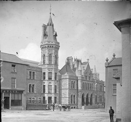 Pub, building in street with hexagonal tower? Sligo Courthouse!