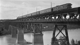 Train crossing the High Level Bridge, Edmonton, Alberta