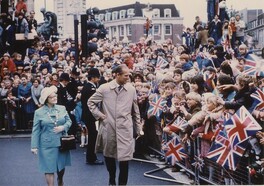 Arrival at City Square, Hull, HRH Prince Philip and The Lady Mayoress Mrs E Kirkwood 13th July 1977 (archive ref CCHU-4-1-9-2)