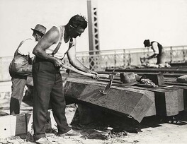 Preparing Iron Bark Track Timbers, Sydney Harbour Bridge