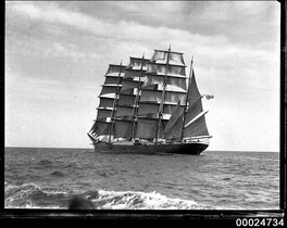 Four-masted barque PAMIR under sail at sea, 1934-1939