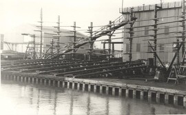 Grovehill shipyard showing slip rails for sideways launch 1960s (archive ref DDX1525-1-3)