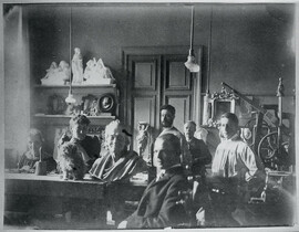 Spring exhibition, group of viewers