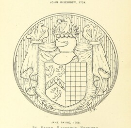 British Library digitised image from page 148 of "The Church Heraldry of Norfolk: a description of all coats of arms on brasses, monuments, etc, now to be found in the county. Illustrated ... With Notes from the inscriptions attached"