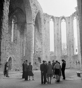 Visitors in St. Katarina church ruin, Visby, Gotland, Sweden