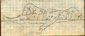 Sketch of wounded soldier on stretcher