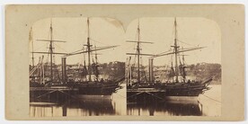At the â€˜Dry Docksâ€™, the Bombay alongside [1862] [Close-up of P&O Bombay at Mortâ€™s Dock, Balmain]