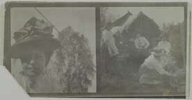 Anna SlÃ¶Ã¶r (sister of Mary Gallen-Kallela) and Mary with some of her family members at Alberga mansion near Helsinki, 1911.