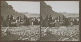 Arab women weep by the graves near the pyramids in late 1910.