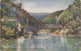 Photograph - Postcard - King River Bridge, Mt Lyell Railway, Teepookana, Tasmania.