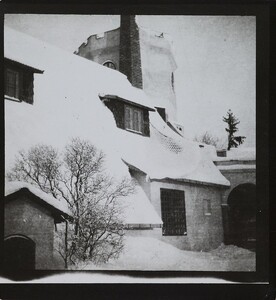 Akseli Gallen-Kallelas atelier TarvaspÃ¤Ã¤ with its tower; entrance at right