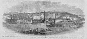 Arrival of Jefferson Davis on board the steamer John Sylvester, at Rockett's-Landing, James River, Va., Saturday, May 11th