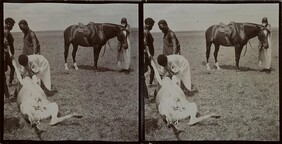 A dead hartebeest antelope lays on the ground on a study trip in Nairobi in June 1909.