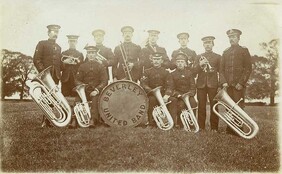 Beverley United Band on Westwood 1910 (archive ref PO-1-14-164)