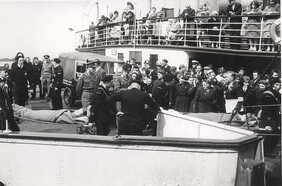 A 'casualty' being loaded onto the Humber ferry 28 May 1961 (archive ref CD-103) (22)