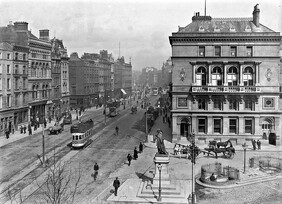 Westmoreland Street (looking to O'Connell Bridge, including a tram), Dublin City, Co. Dublin