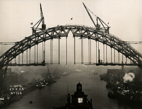 Flags fly above the Tyne Bridge in celebration