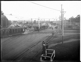Trams returning from Randwick Races, ca. 1925