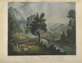 The BL Kingâ€™s Topographical Collection: "To the Rt Honble Lord Viscount Bulkeley of Baron Hill, Anglesea This Distant View of the FALL of LOWDORE with part of KESWICK LAKE in Cumberland is with the greatest respect humbly Inscribed by his obliged and Obed