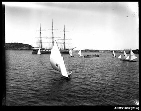 Three masted full rigged ship at anchor, Sydney Harbour