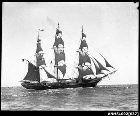Three-masted ship JOSEPH CONRAD leaving Sydney Harbour