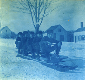 Boys on Sled, Pearl Street, Camden, Maine 1902