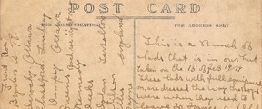 Back of World War I Soldier Postcard