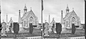 Graveyards, memorials of Robt. Potter MP for Limerick, Fitzgerald of Garryowen, etc. church in background, Limerick City, Co. Limerick