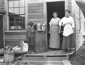 Two women and a boy