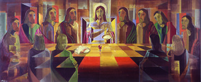 Ceia do Senhor Autor: Rubem Zevallos TÃ©cnica: Painel de acrÃ­lica sobre madeira DimensÃµes: 190cm x 460cm