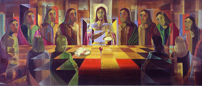 Ceia do Senhor Autor: Rubem Zevallos TÃ©cnica: Painel de acrÃ­lica sobre madeira DimensÃµes: 190cm x 460cm
