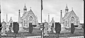 Graveyards, memorials of Robt. Potter MP for Limerick, Fitzgerald of Garryowen, etc. church in background, Limerick City, Co. Limerick