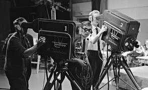Filming a television program at Frenckellâ€™s studio in Tampere, 1.2.1965