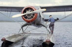 Seaplane on lake Satisjaure (Satihaure), GÃ¤llivare, Lappland, Sweden
