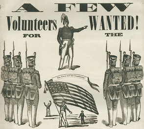 Soldiers standing at attention woodcut, 1861