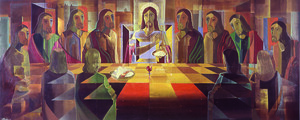 Ceia do Senhor Autor: Rubem Zevallos TÃ©cnica: Painel de acrÃ­lica sobre madeira DimensÃµes: 190cm x 460cm