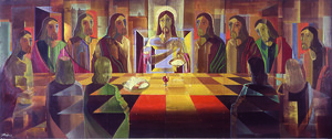 Ceia do Senhor Autor: Rubem Zevallos TÃ©cnica: Painel de acrÃ­lica sobre madeira DimensÃµes: 190cm x 460cm