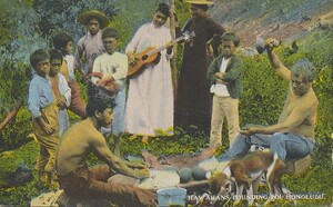 Hawaiians Pounding Poi